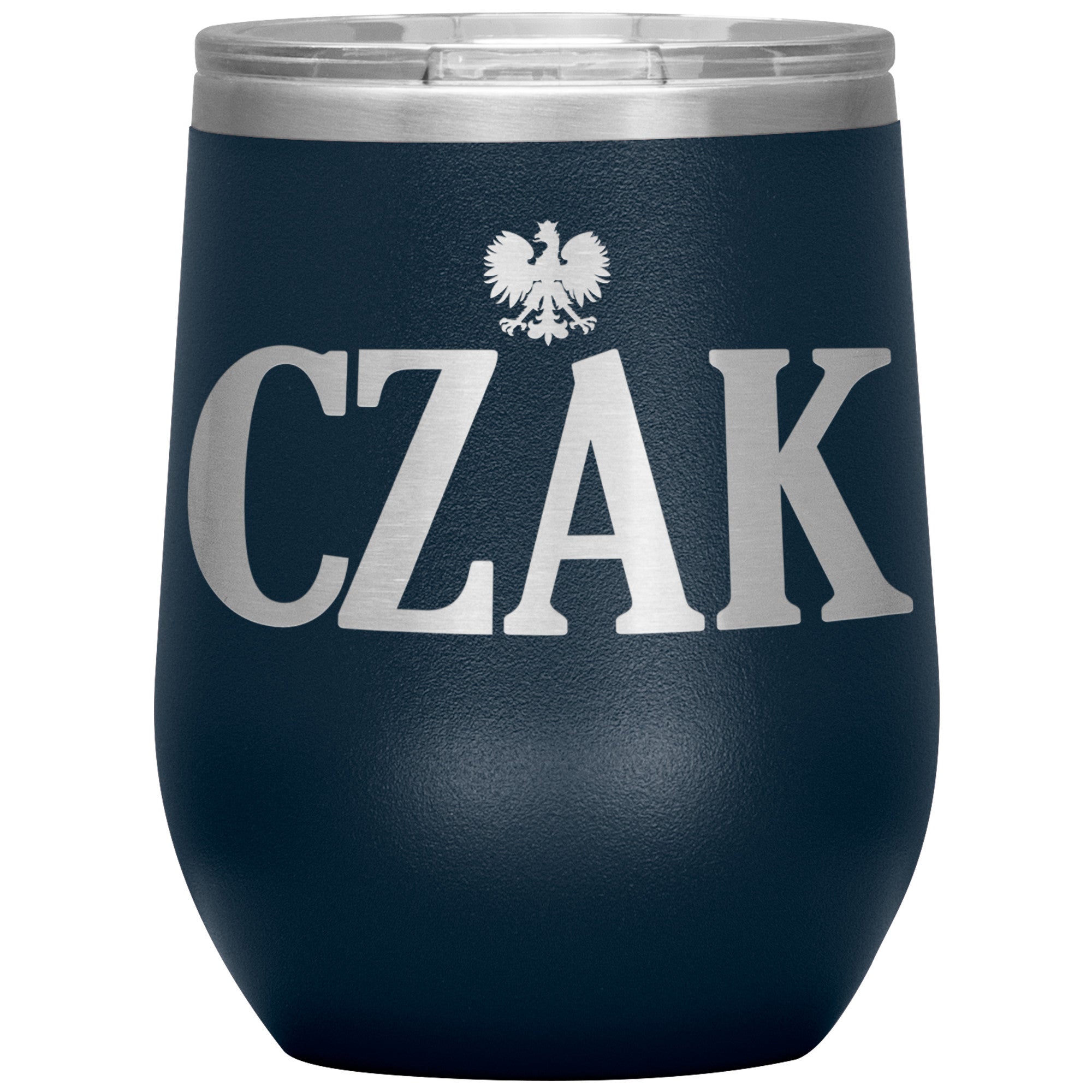Polish Surnames Ending In CZAK Insulated Wine Tumbler Tumblers teelaunch Navy  