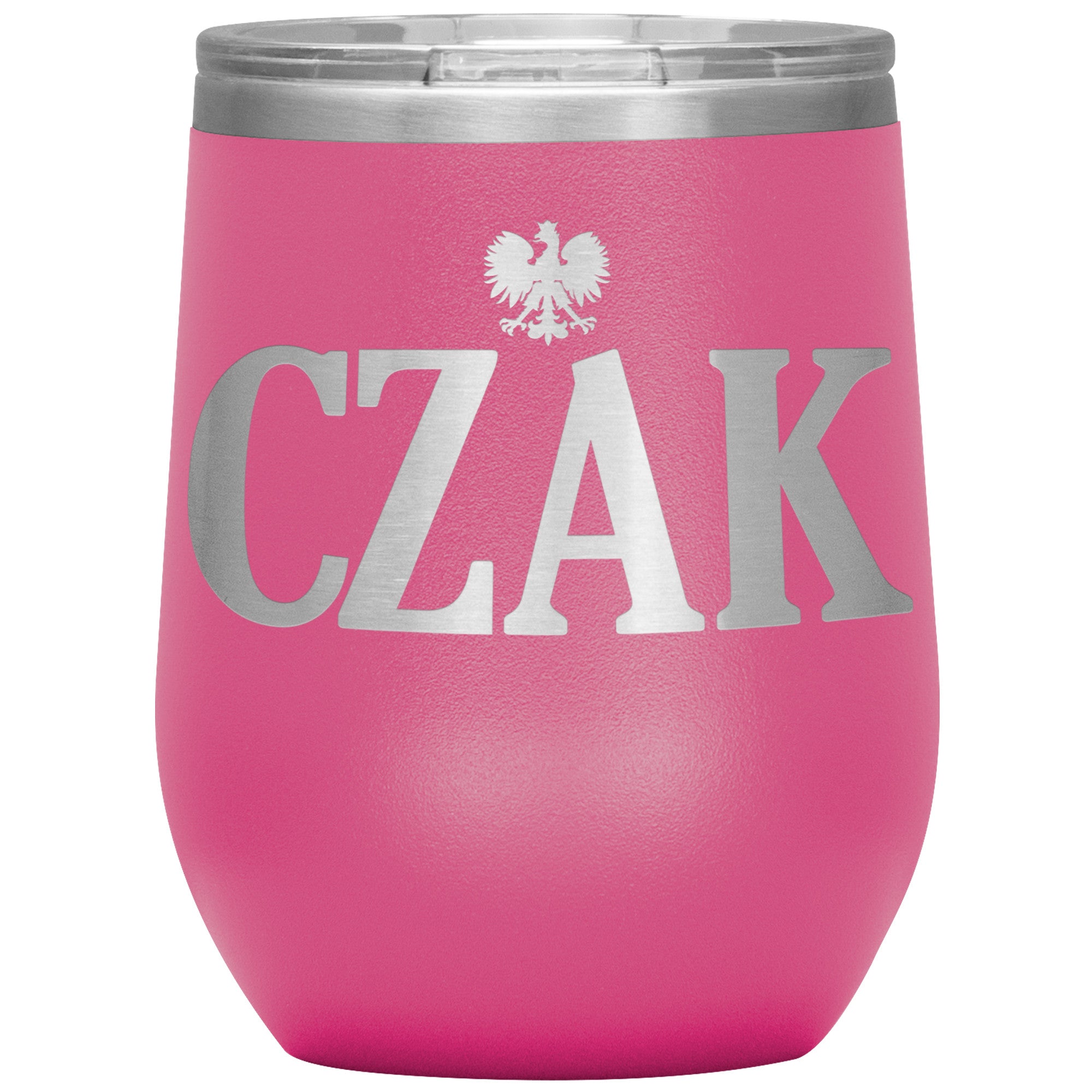 Polish Surnames Ending In CZAK Insulated Wine Tumbler Tumblers teelaunch Pink  