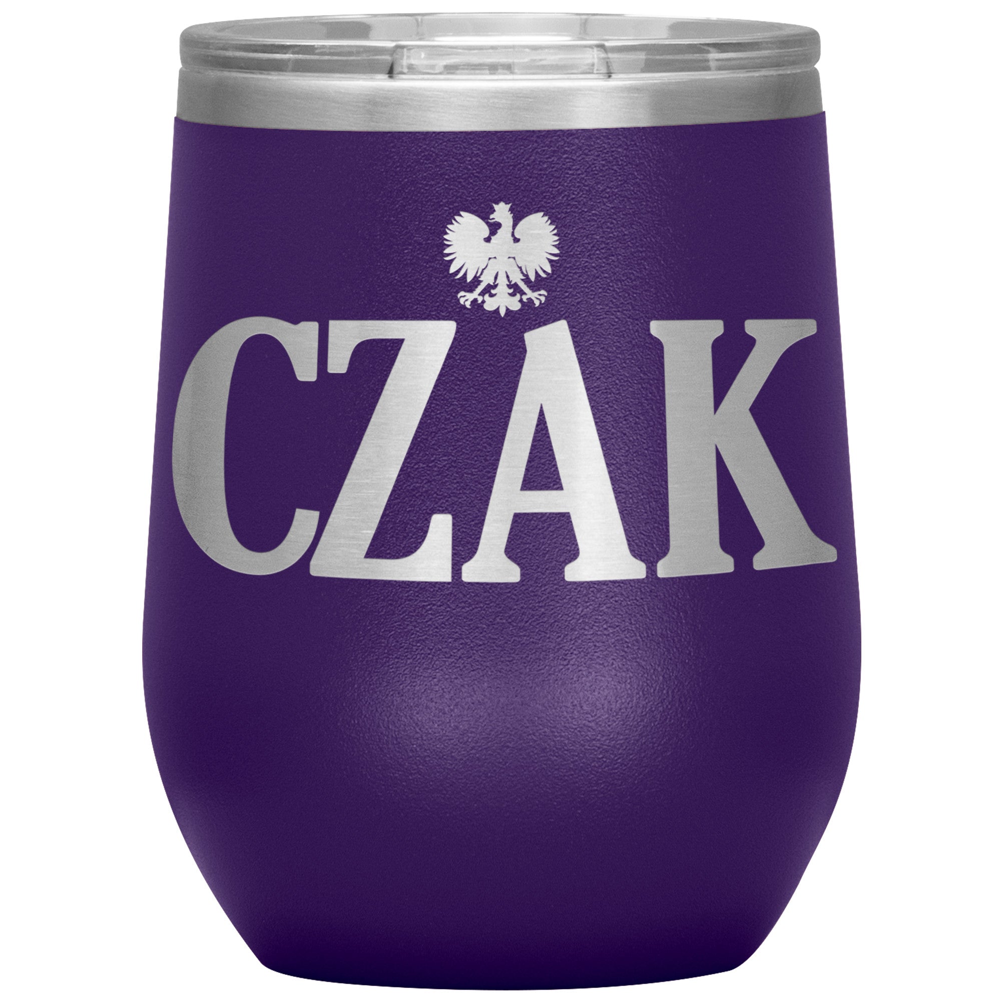 Polish Surnames Ending In CZAK Insulated Wine Tumbler Tumblers teelaunch Purple  