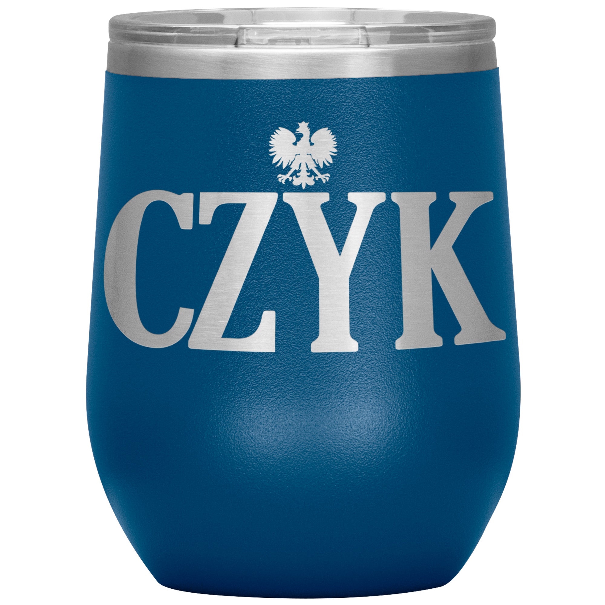 Polish Surnames Ending In CZYK Insulated Wine Tumbler Tumblers teelaunch Blue  