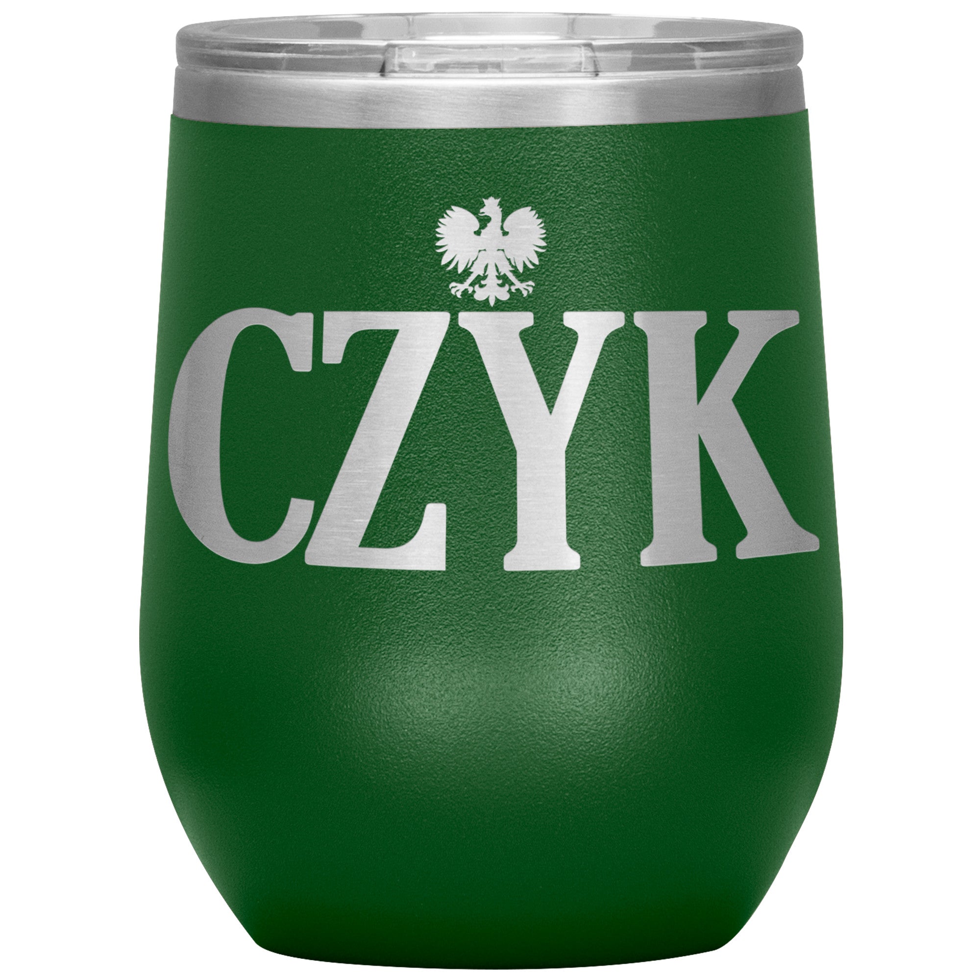 Polish Surnames Ending In CZYK Insulated Wine Tumbler Tumblers teelaunch Green  
