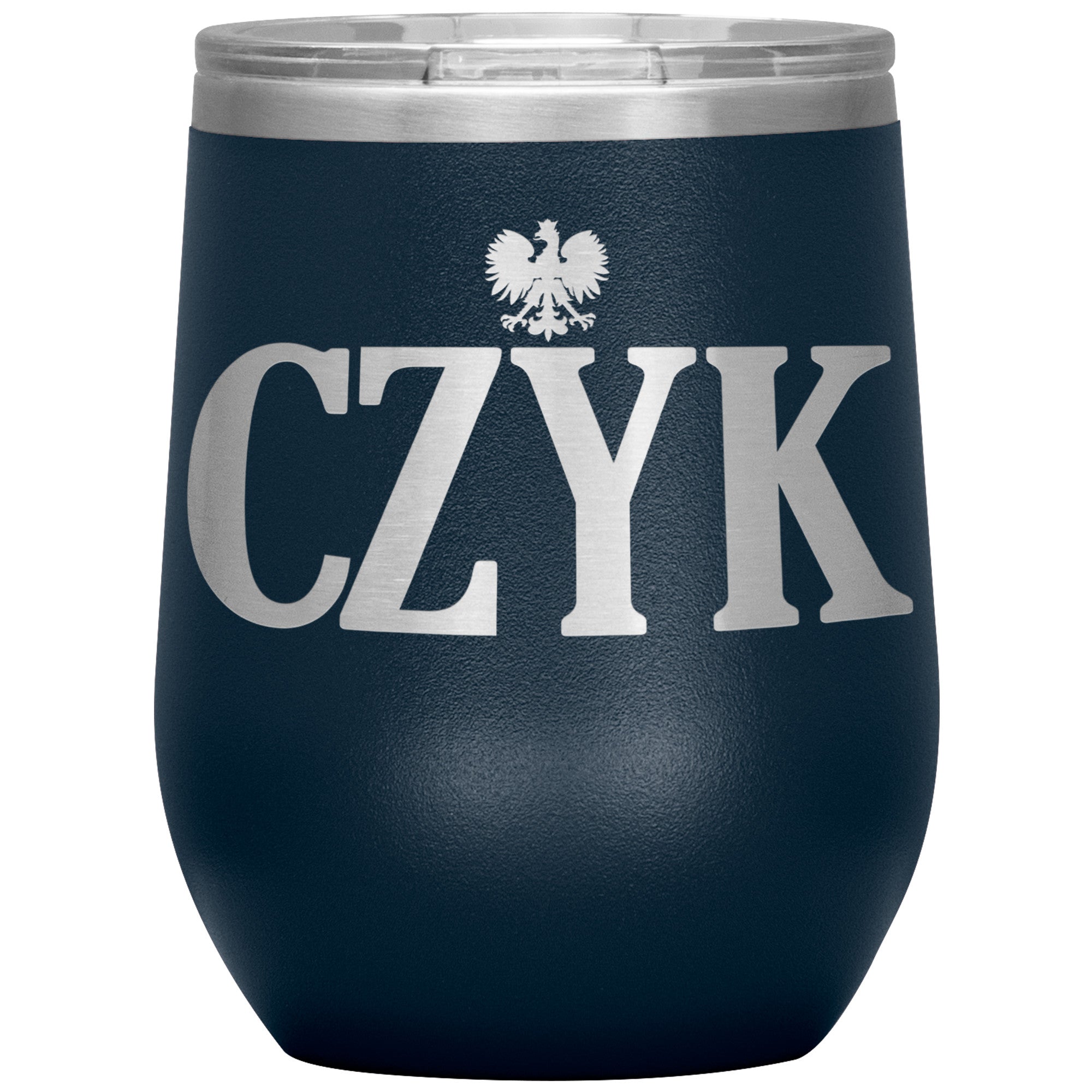 Polish Surnames Ending In CZYK Insulated Wine Tumbler Tumblers teelaunch Navy  