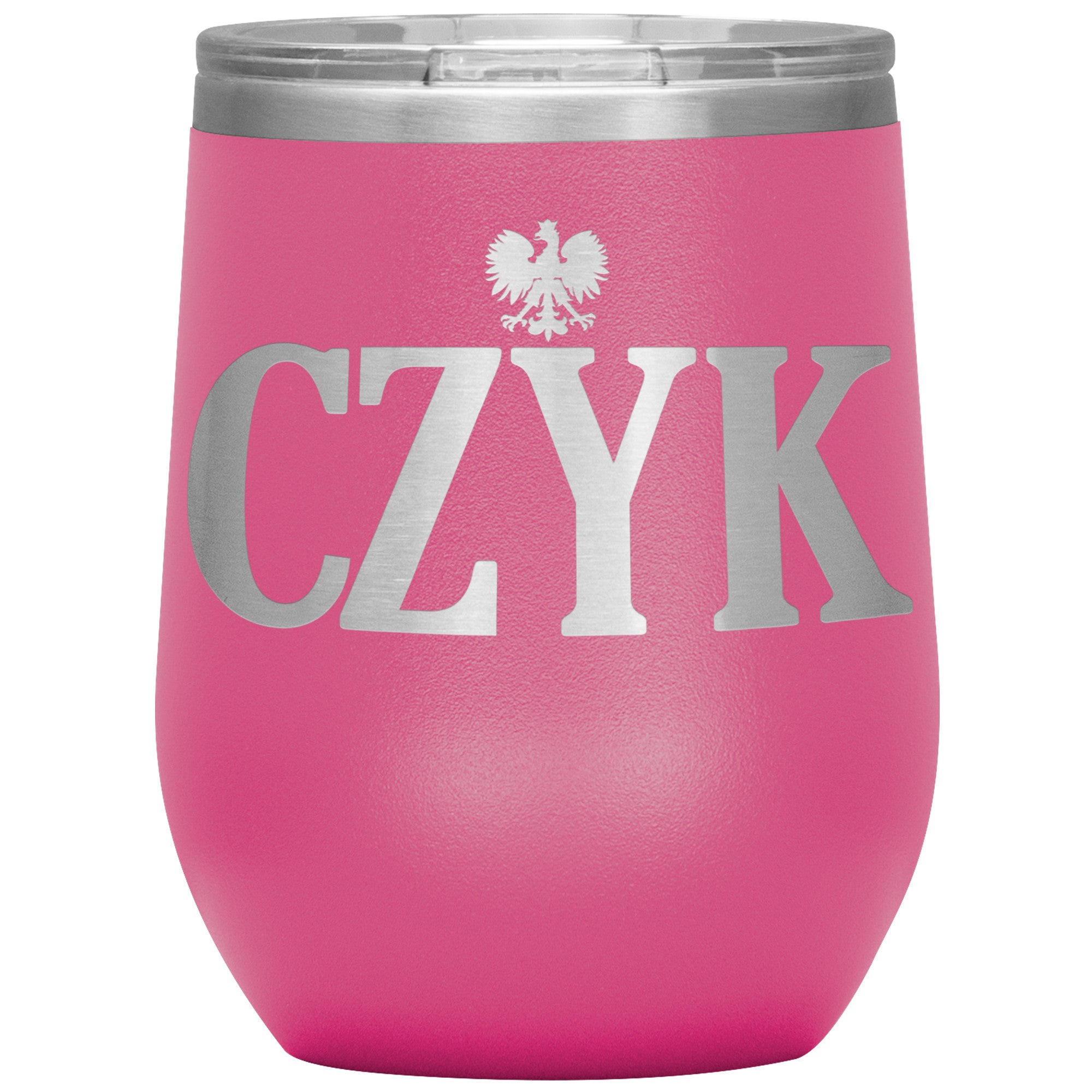 Polish Surnames Ending In CZYK Insulated Wine Tumbler Tumblers teelaunch Pink  