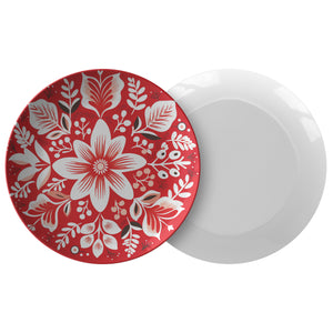 Red & White Floral Plate - Single - Polish Shirt Store