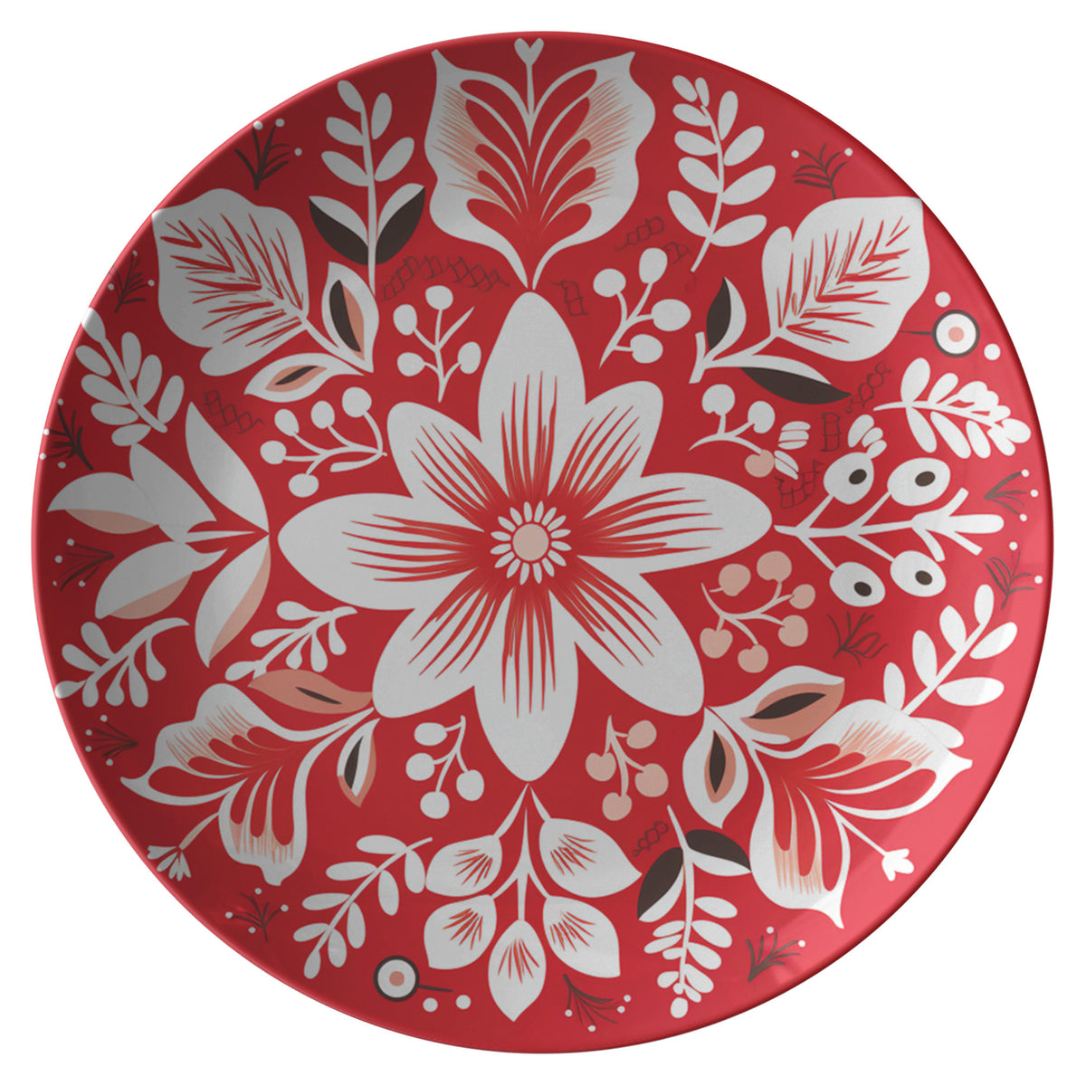 Red &amp; White Floral Plate Kitchenware teelaunch   