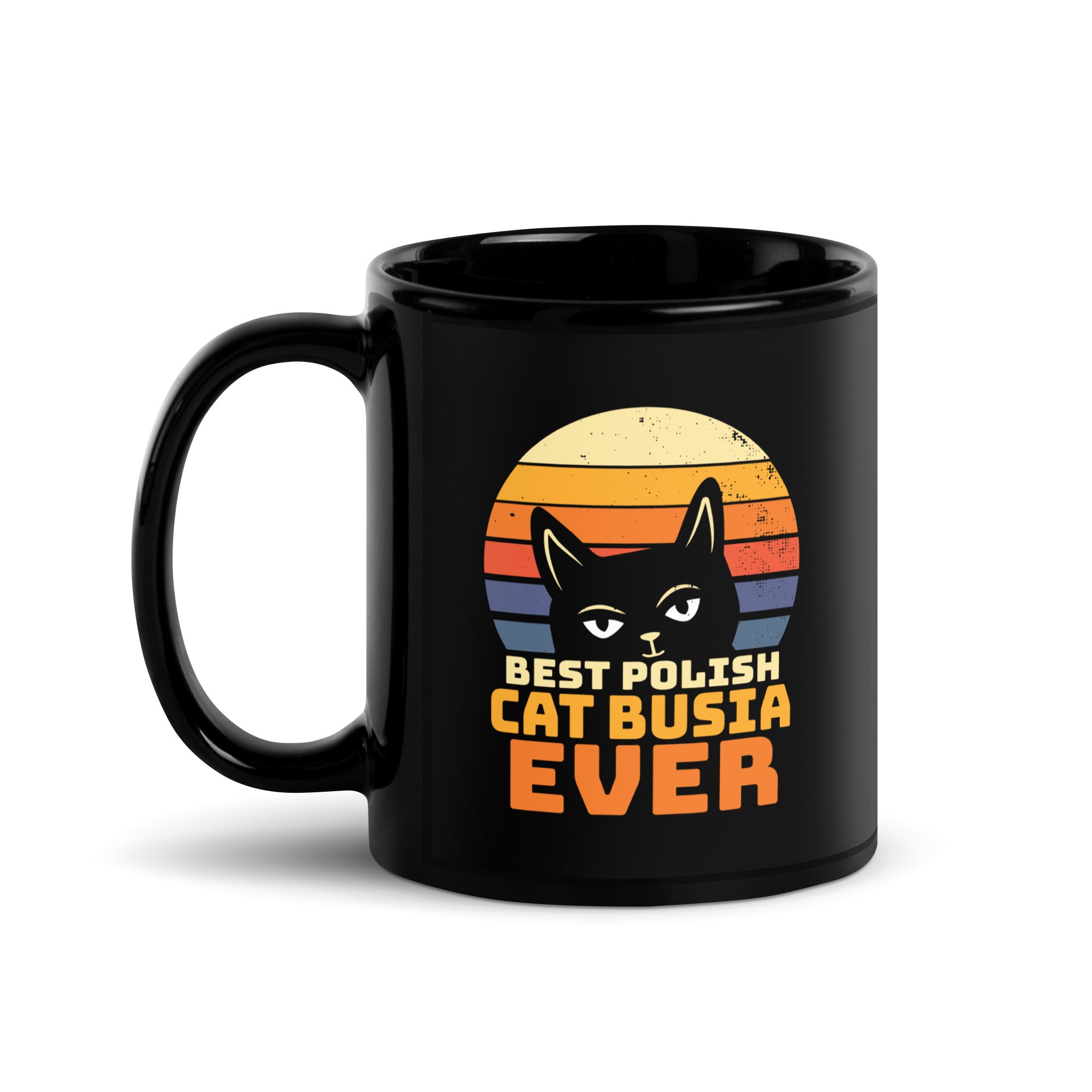 Best Polish Cat Busia Ever Black Glossy Mug  Polish Shirt Store 11 oz  