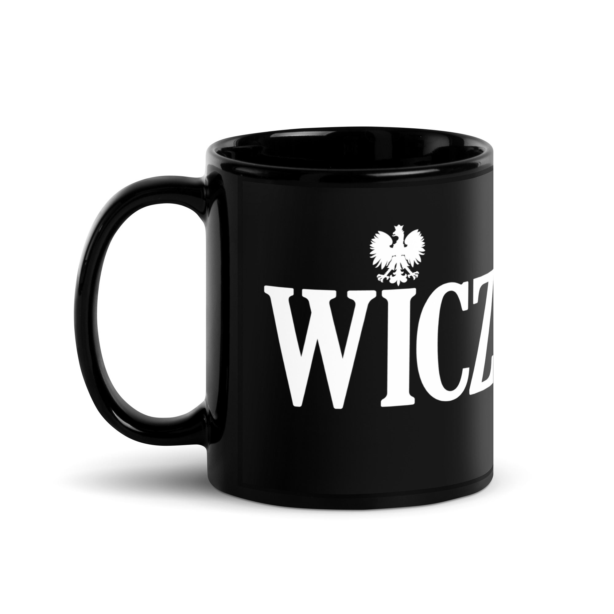 WICZ Polish Surname Ending Black Glossy Mug  Polish Shirt Store 11 oz  