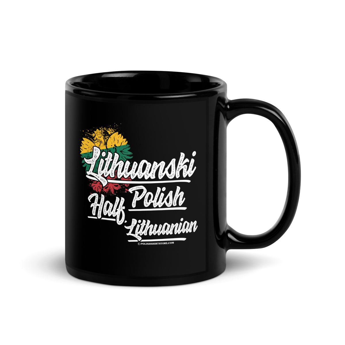 Half Lithuania Half Polish Black Glossy Mug  Polish Shirt Store   