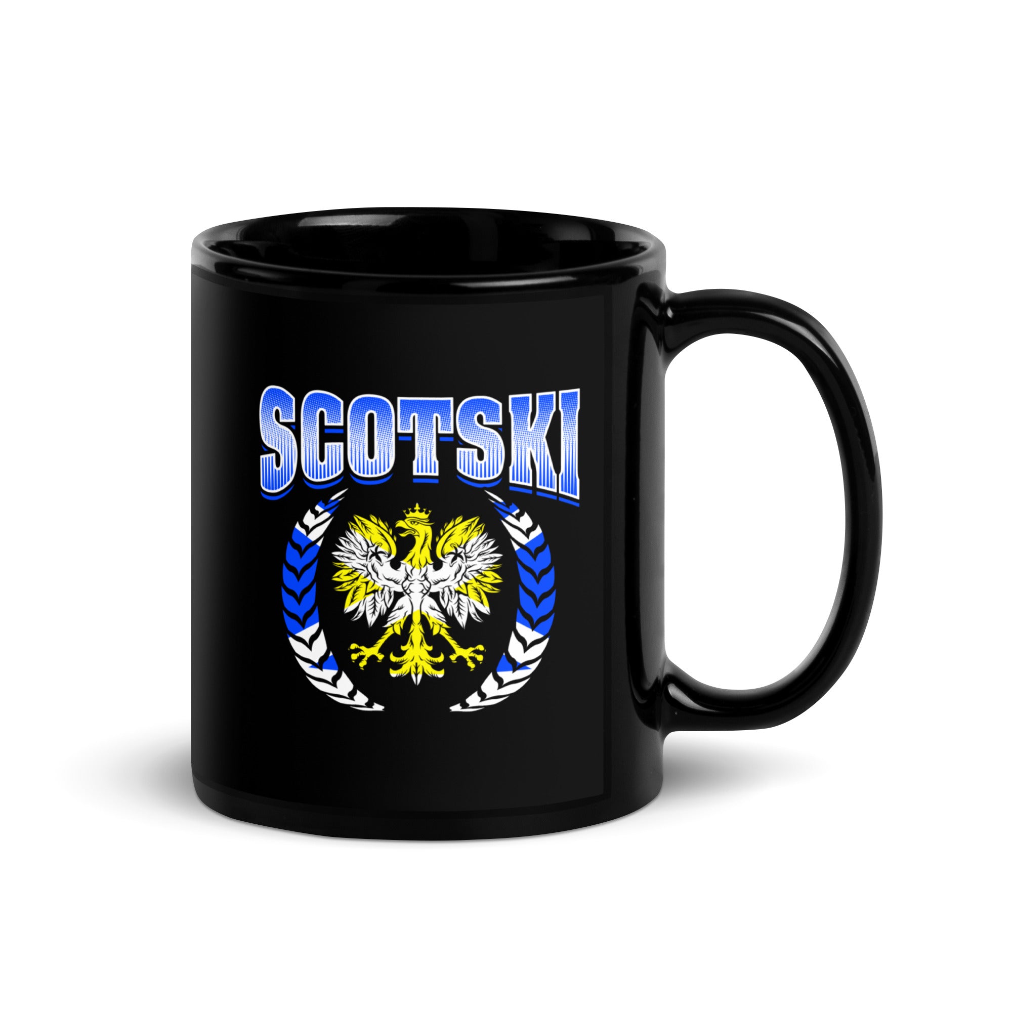 Half Scottish Half Polish Black Glossy Mug  Polish Shirt Store   