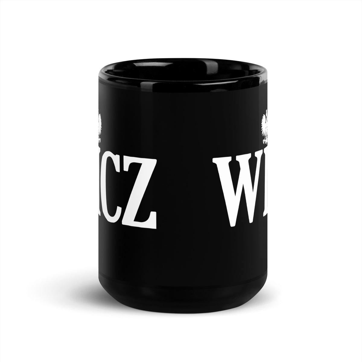 WICZ Polish Surname Ending Black Glossy Mug  Polish Shirt Store   