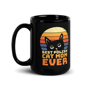 Best Polish Cat Mom Ever Black Glossy Mug - 15 oz - Polish Shirt Store
