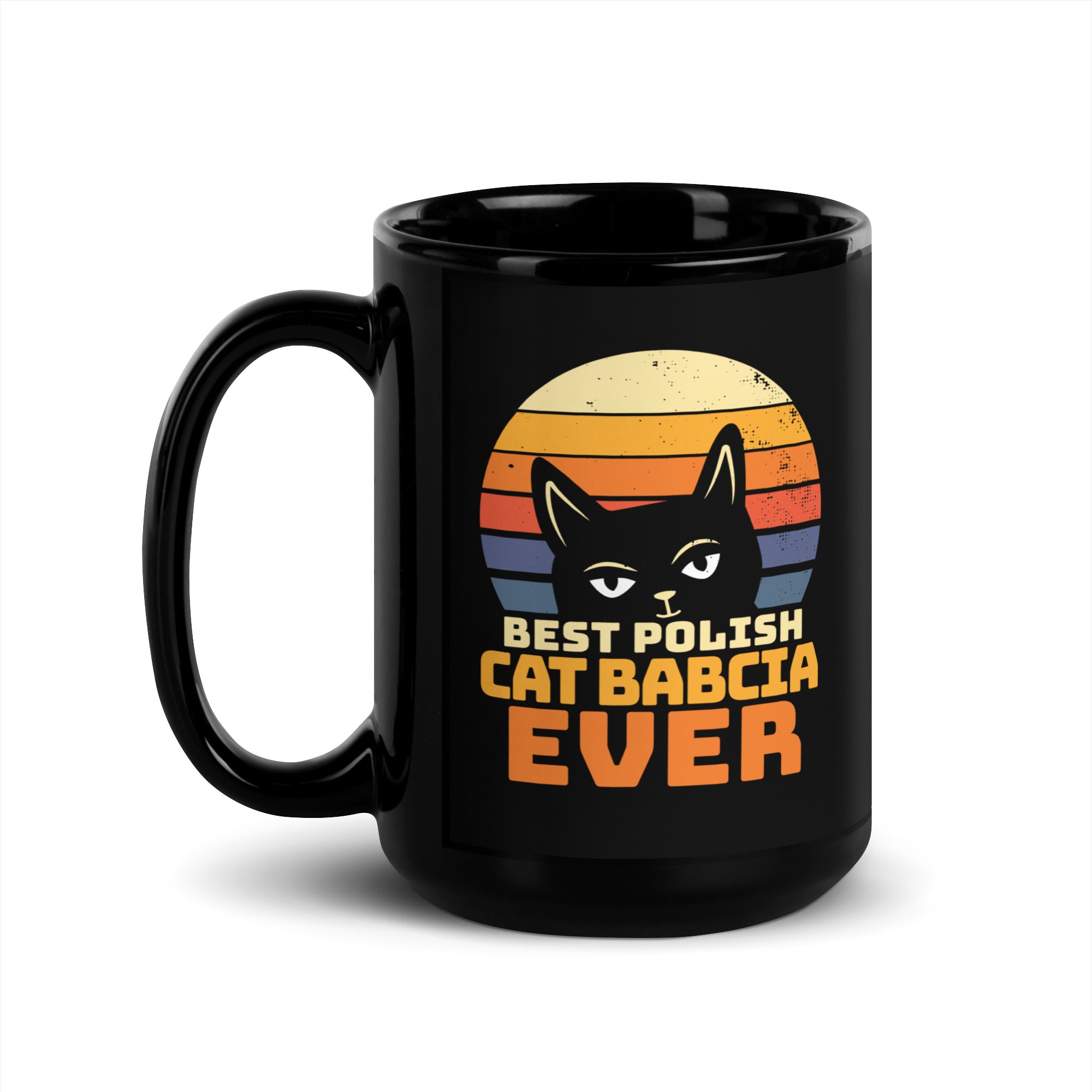 Best Polish Cat Babcia Ever Black Glossy Mug  Polish Shirt Store 15 oz  