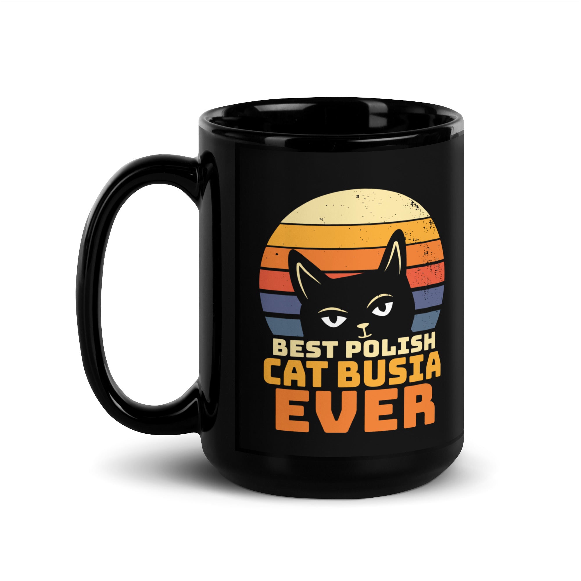 Best Polish Cat Busia Ever Black Glossy Mug  Polish Shirt Store 15 oz  