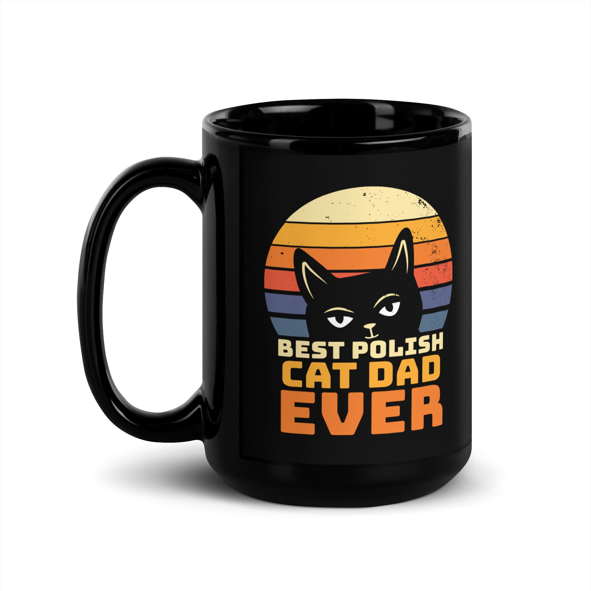 Best Polish Cat Dad Ever Black Glossy Mug  Polish Shirt Store 15 oz  
