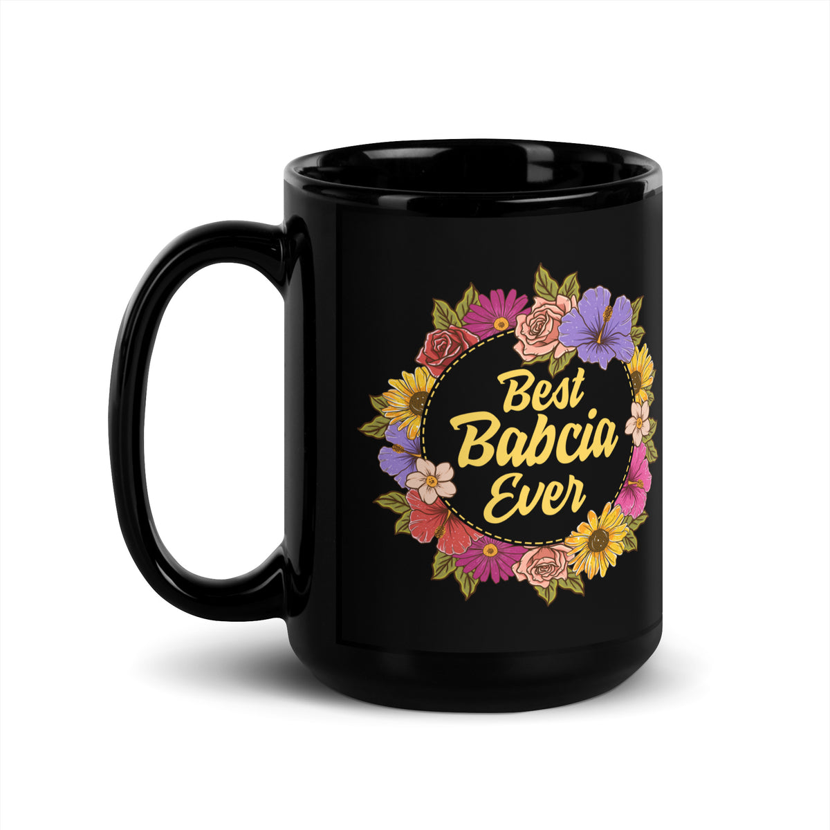 Best Babcia Ever Black Glossy Mug  Polish Shirt Store 15 oz  