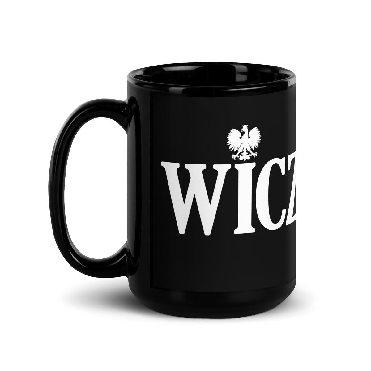 WICZ Polish Surname Ending Black Glossy Mug  Polish Shirt Store 15 oz  