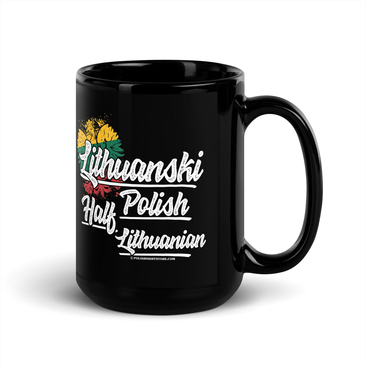 Half Lithuania Half Polish Black Glossy Mug  Polish Shirt Store   