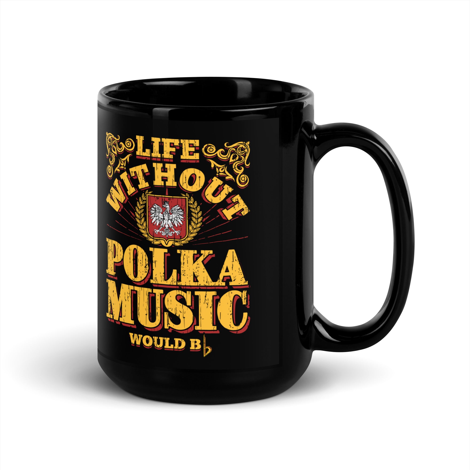 Life WIthout Polka Music Black Glossy Mug  Polish Shirt Store   