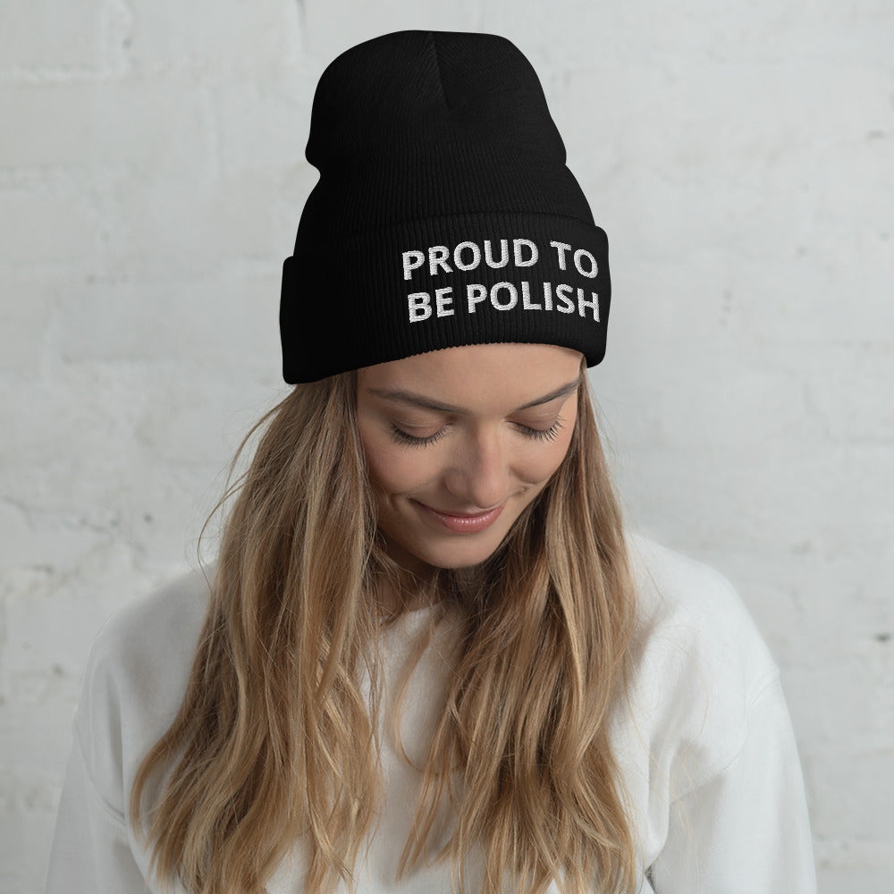 Proud To Be Polish Cuffed Beanie  Polish Shirt Store Black  