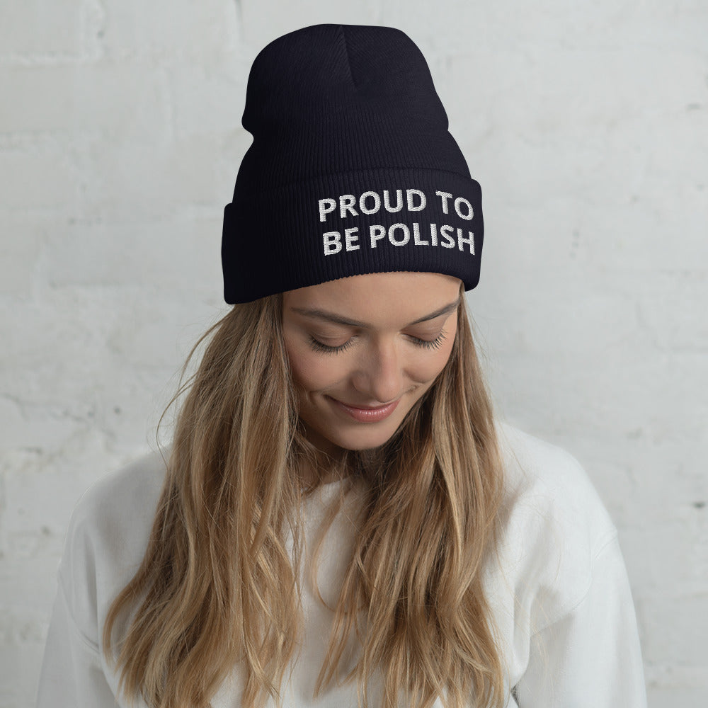 Proud To Be Polish Cuffed Beanie  Polish Shirt Store Navy  