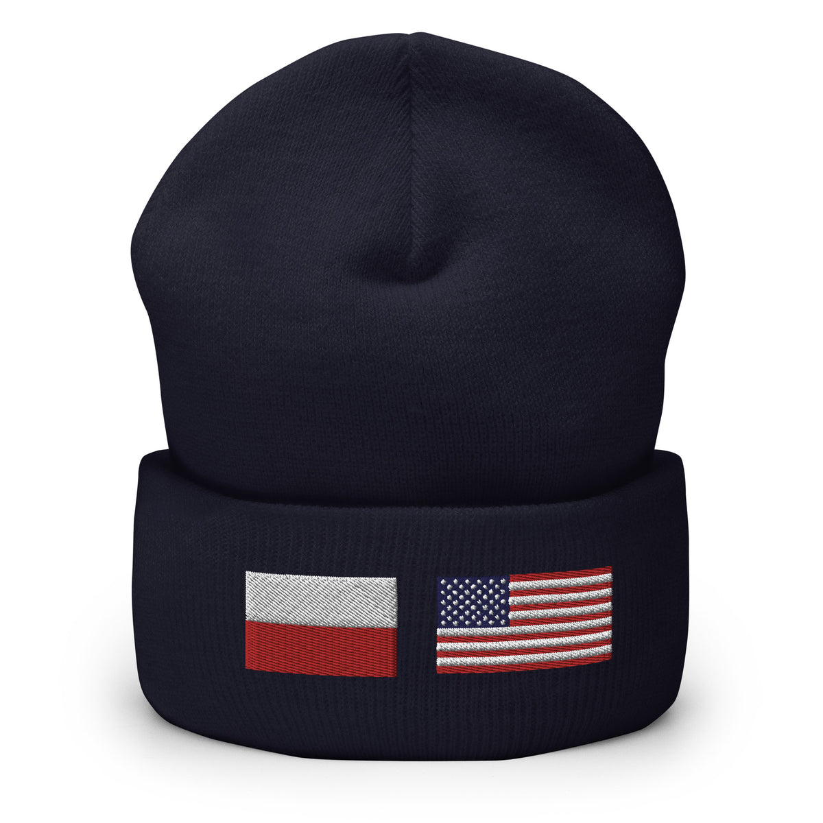 Polish American Flag Cuffed Beanie  Polish Shirt Store Navy  
