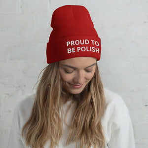 Proud To Be Polish Cuffed Beanie - Red - Polish Shirt Store
