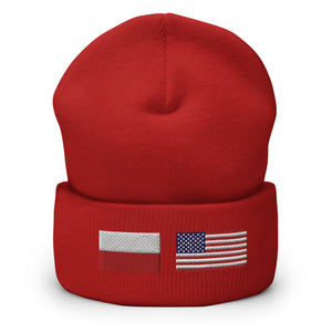Polish American Flag Cuffed Beanie - Red - Polish Shirt Store