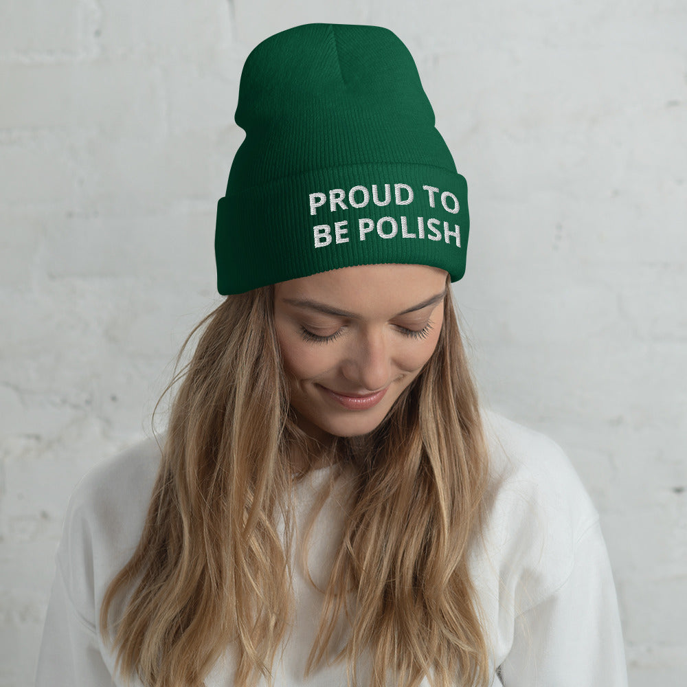 Proud To Be Polish Cuffed Beanie  Polish Shirt Store Spruce  