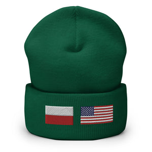 Polish American Flag Cuffed Beanie - Spruce - Polish Shirt Store