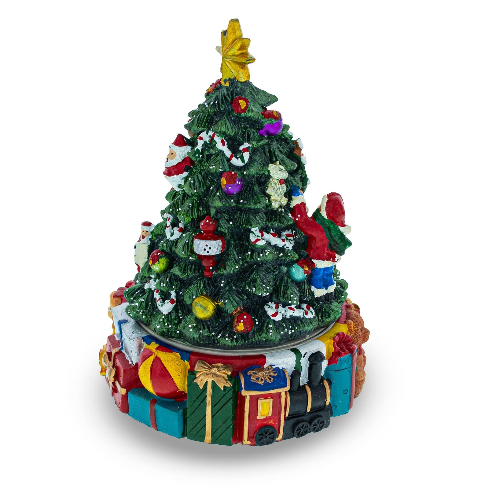 Spinning Base Musical Figurine with Children Decorating Christmas Tree