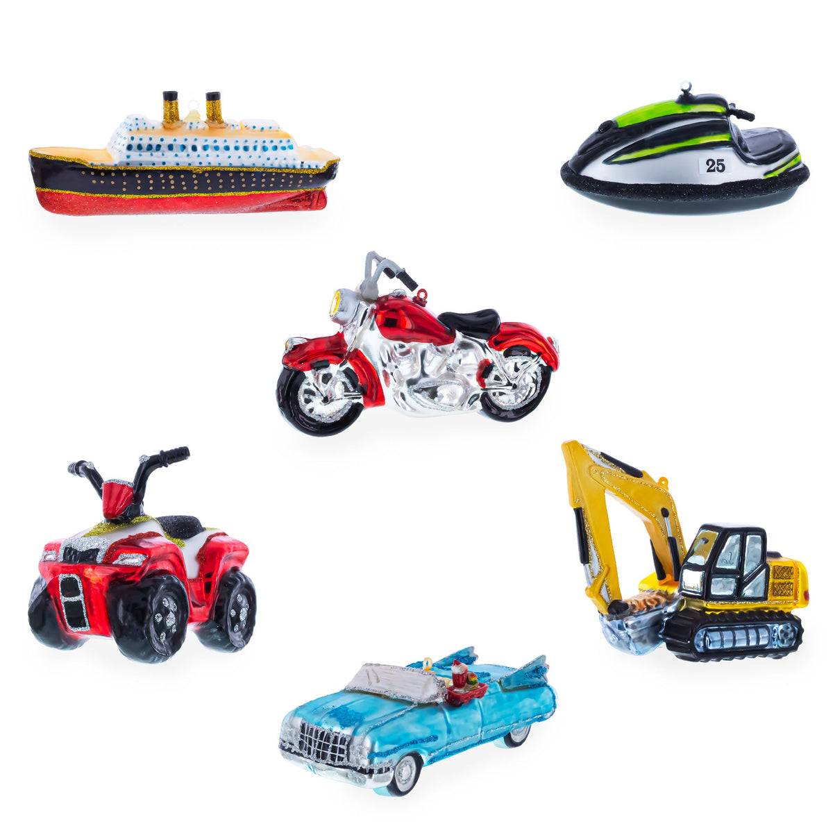 Retro Toy Car Glass Christmas Ornament