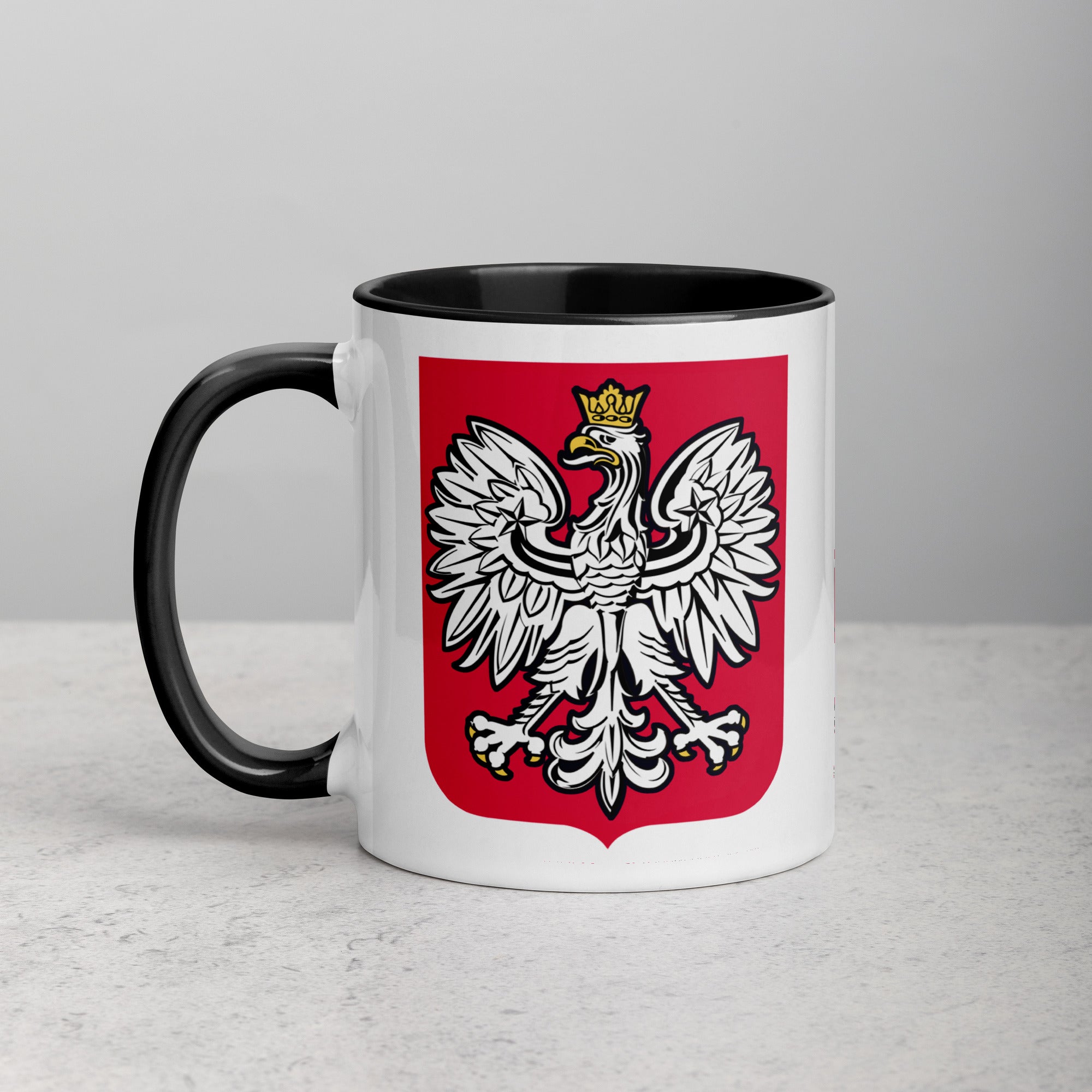 Polish Eagle Coffee Mug with Color Inside  Polish Shirt Store Black 11 oz 