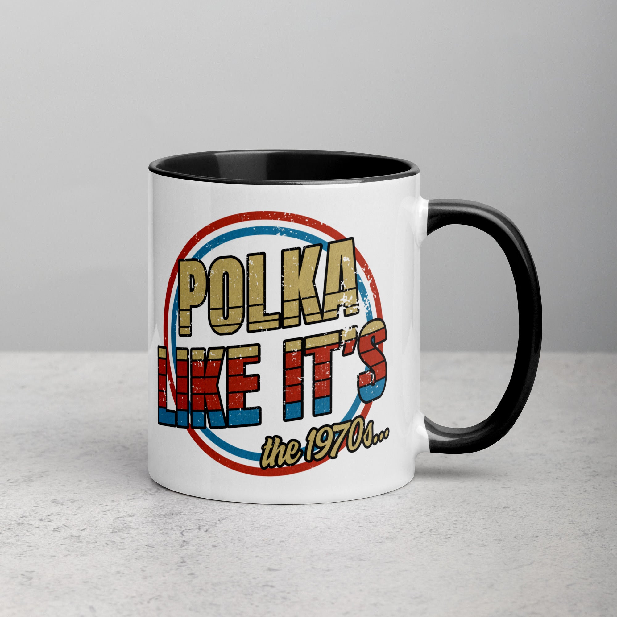 Polka Like It's The 1970's Coffee Mug with Color Inside  Polish Shirt Store   