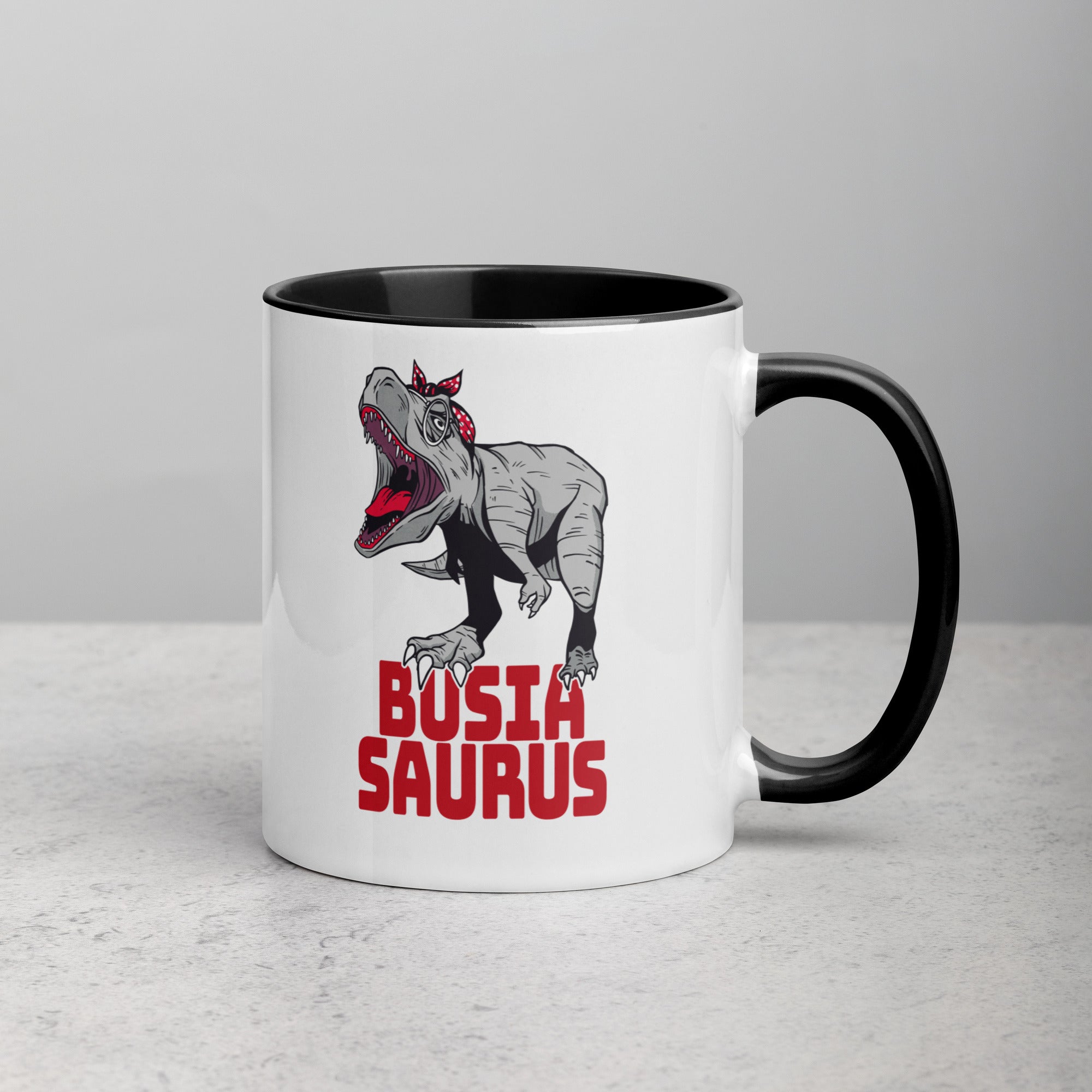 Busiasaurus Coffee Mug with Color Inside  Polish Shirt Store   