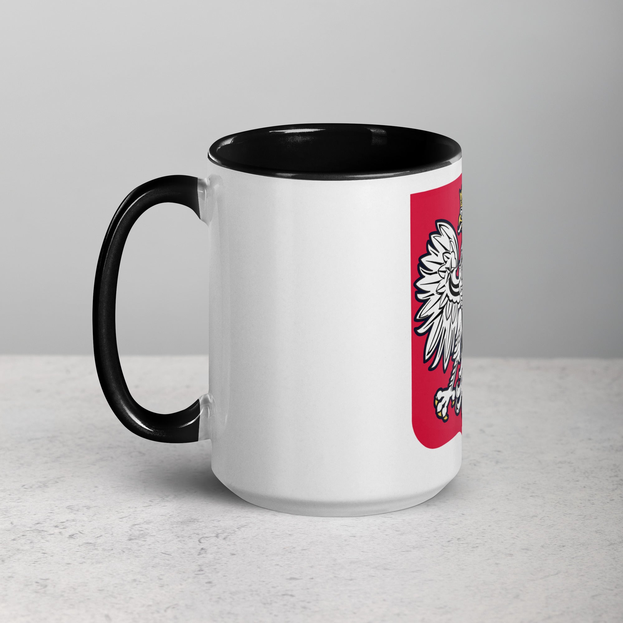Polish Eagle Coffee Mug with Color Inside  Polish Shirt Store Black 15 oz 