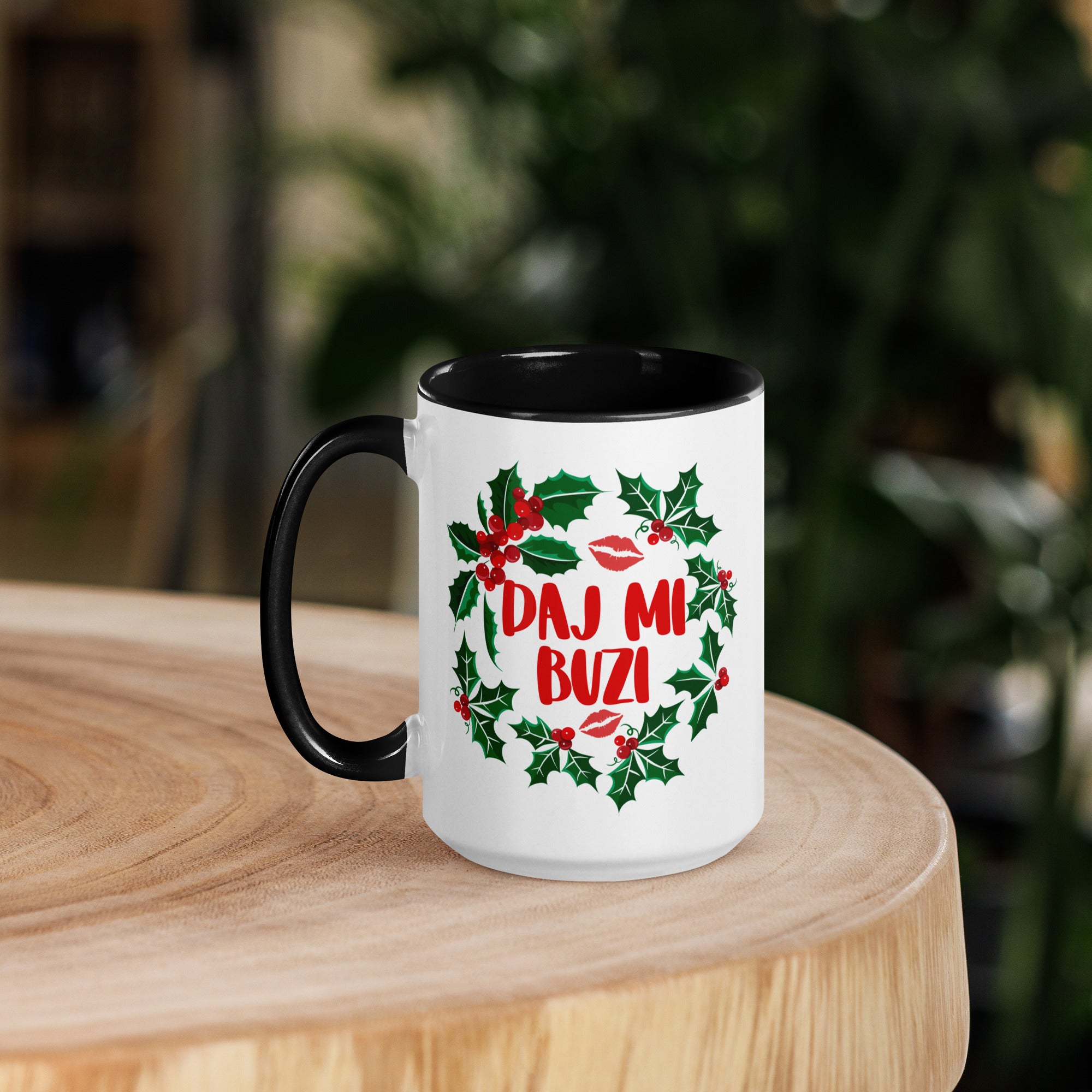 Daj Mi Buzi 15 Oz Coffee Mug with Color Inside  Polish Shirt Store Black  