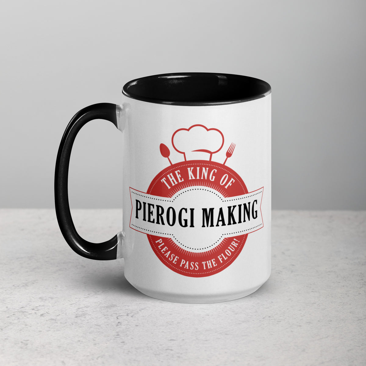 King of Pierogi Making 15 Oz Coffee Mug with Color Inside  Polish Shirt Store   