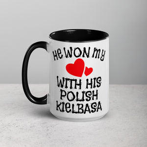 Polish Kielbasa 15 Oz Coffee Mug with Color Inside -  - Polish Shirt Store