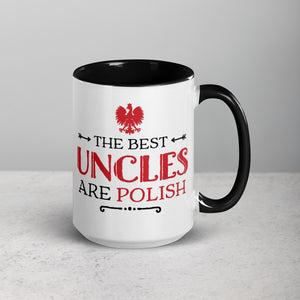 The Best Uncles Are Polish 15 Oz Coffee Mug with Color Inside - Black - Polish Shirt Store