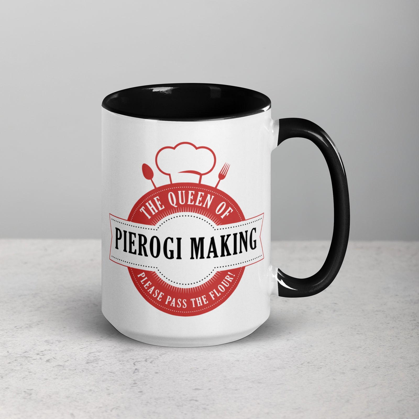 The Queen of Pierogi Making 15 Oz Coffee Mug with Color Inside  Polish Shirt Store   