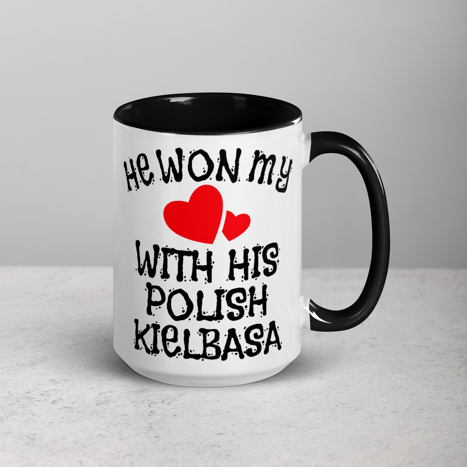 Polish Kielbasa 15 Oz Coffee Mug with Color Inside  Polish Shirt Store Black  