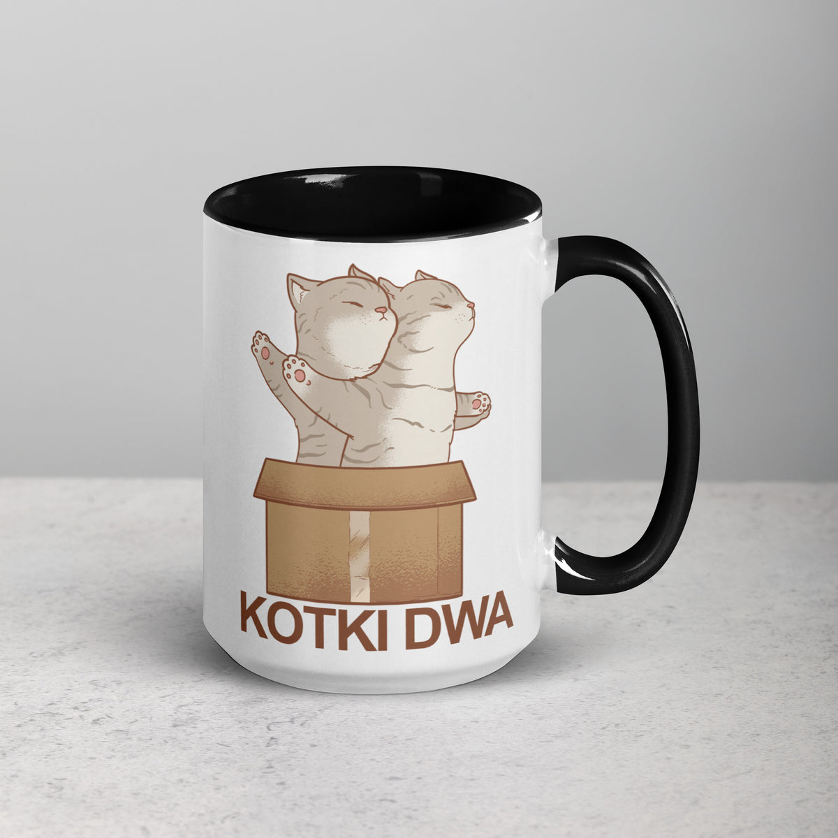 Kotki Dwa 15 Oz Coffee Mug with Color Inside  Polish Shirt Store   