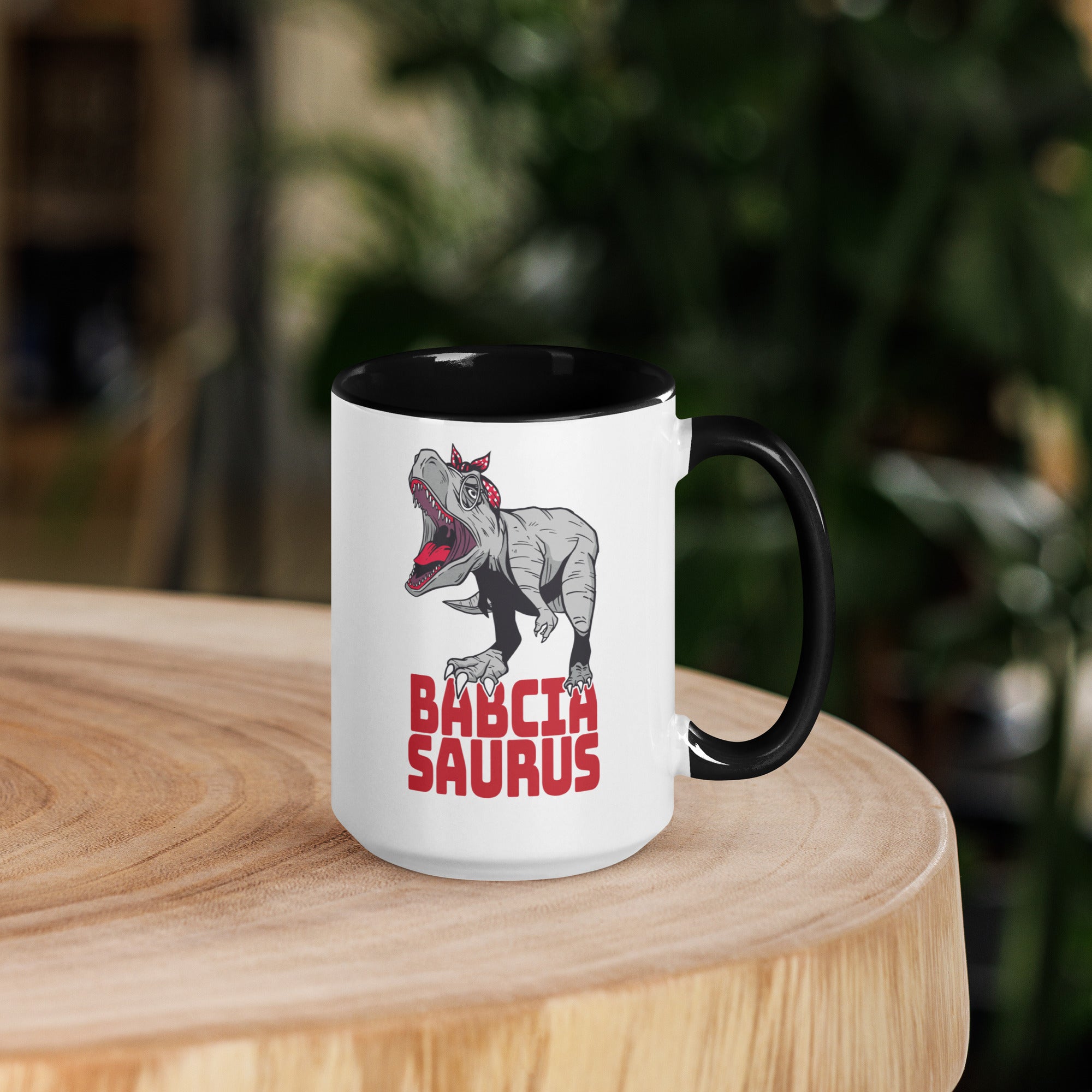 Babciasaurus 15 oz Coffee Mug with Color Inside  Polish Shirt Store   