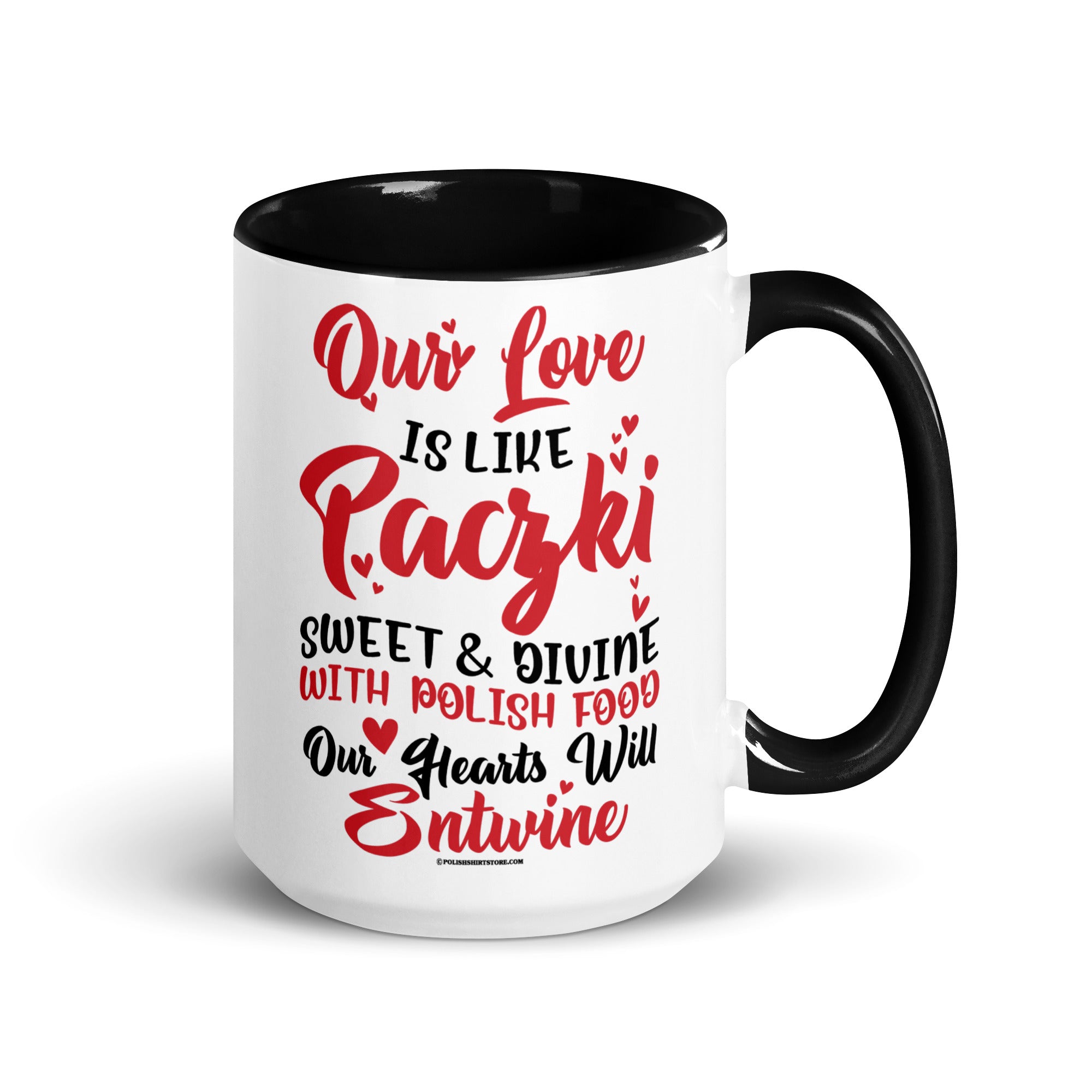 Our Love Is Like Paczki Coffee Mug with Color Inside  Polish Shirt Store Black 15 oz 