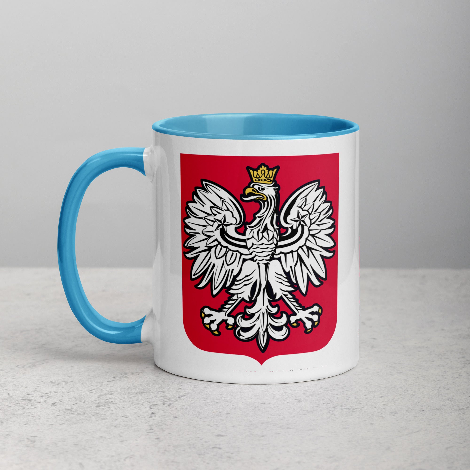 Polish Eagle Coffee Mug with Color Inside  Polish Shirt Store Blue 11 oz 