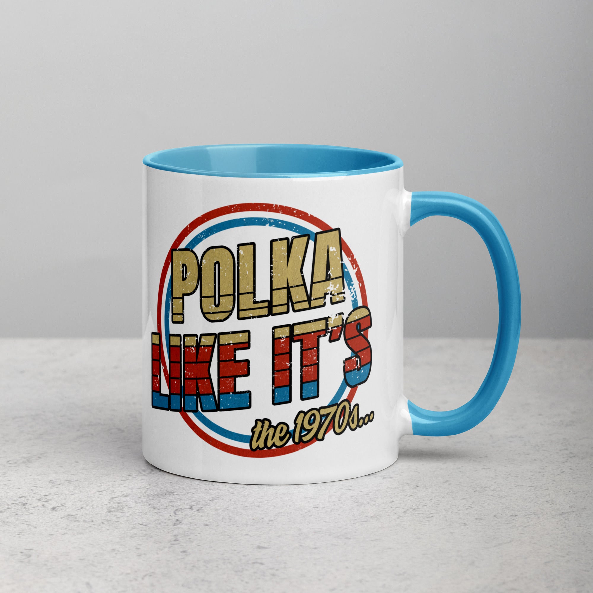 Polka Like It's The 1970's Coffee Mug with Color Inside  Polish Shirt Store   