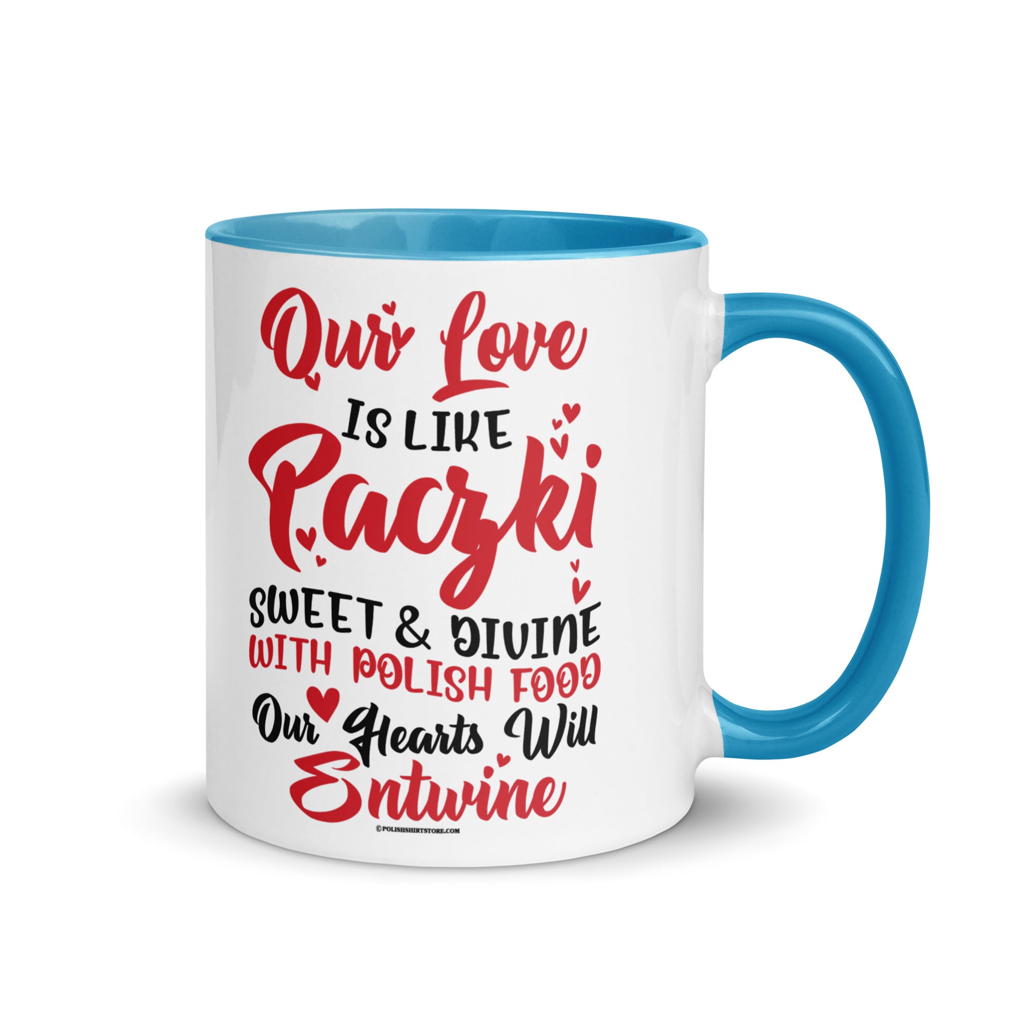 Our Love Is Like Paczki Coffee Mug with Color Inside  Polish Shirt Store Blue 11 oz 