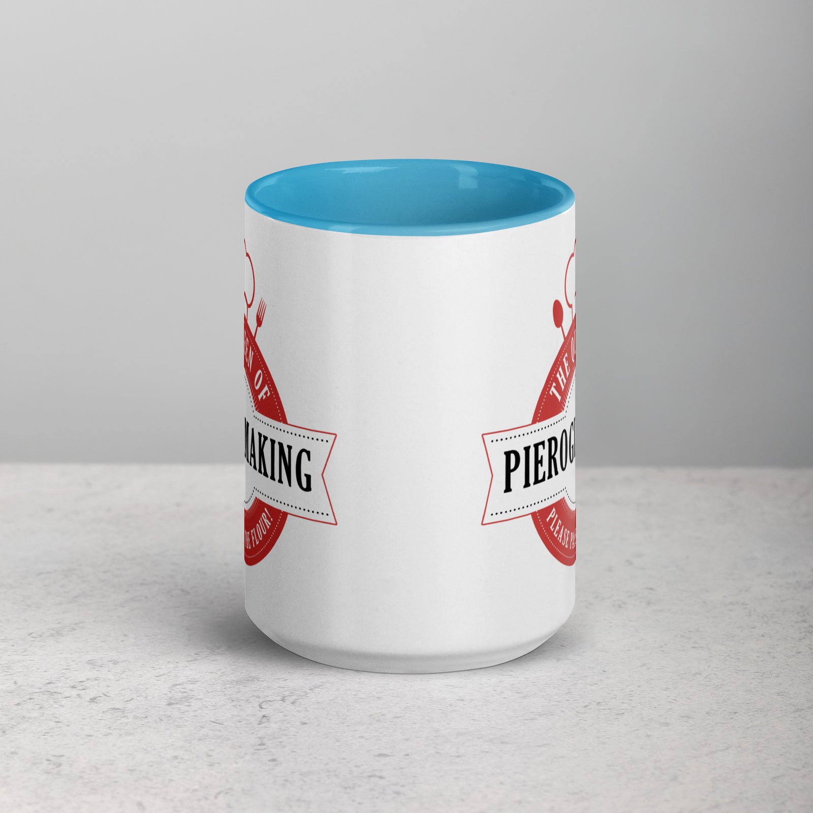 The Queen of Pierogi Making 15 Oz Coffee Mug with Color Inside  Polish Shirt Store   