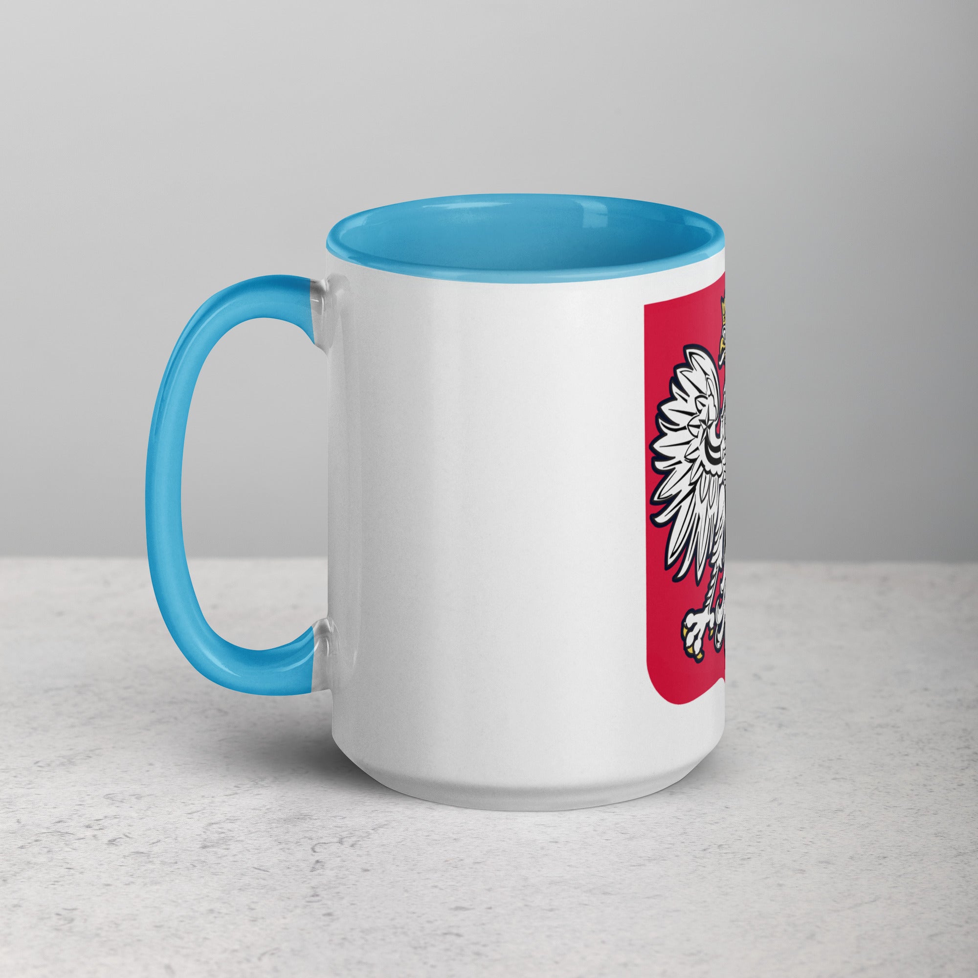 Polish Eagle Coffee Mug with Color Inside  Polish Shirt Store Blue 15 oz 