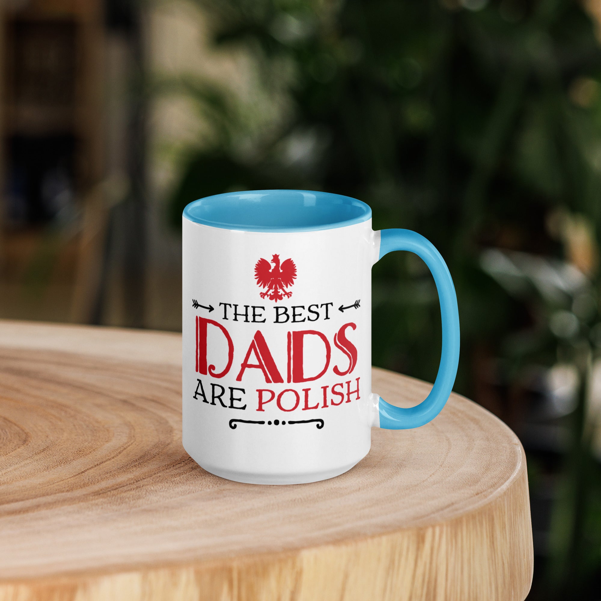 The Best Dads Are Polish 15 Oz Coffee Mug with Color Inside  Polish Shirt Store Blue  